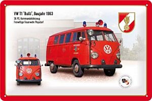 Blechschild "FEUERWEHR VW T1 Bulli"