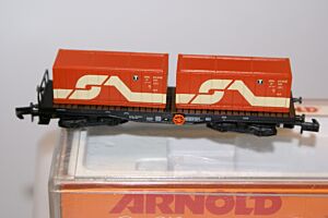 ÖBB Containertragwagen Sgjns beladen mit zwei 20 Ft. Container ÖBB