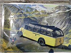 Blechschild "Mit dem Postauto über Großglockner"