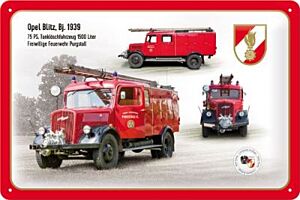 Blechschild "FEUERWEHR Opel Blitz"